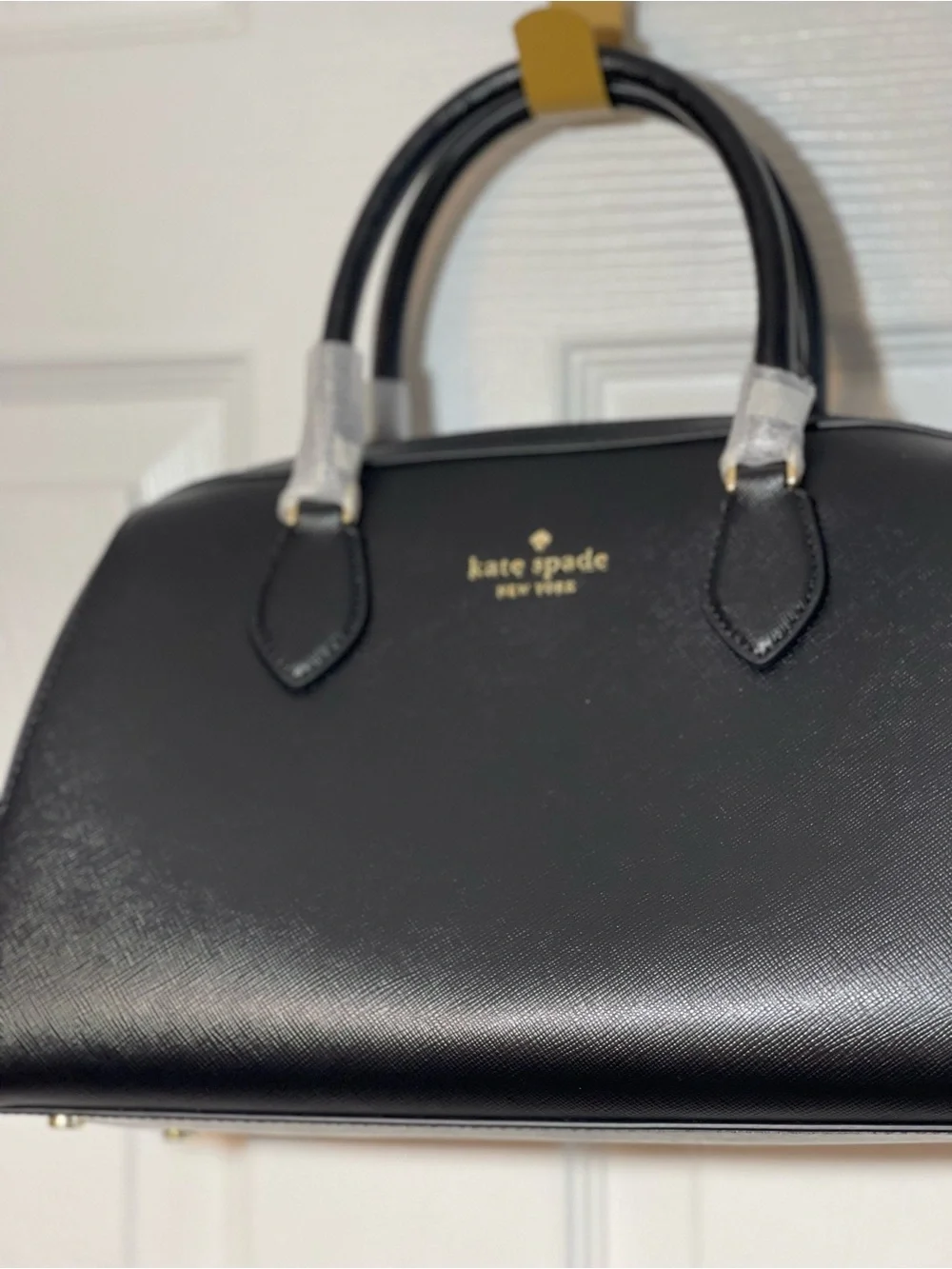 kate spade Black Saffiano Dome Satchel with Gold Hardware